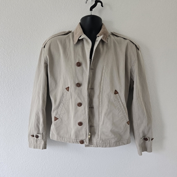 Ralph Lauren Blue Label Vintage Canvas Cotton Jacket Corduroy Collar size Small - Picture 2 of 16